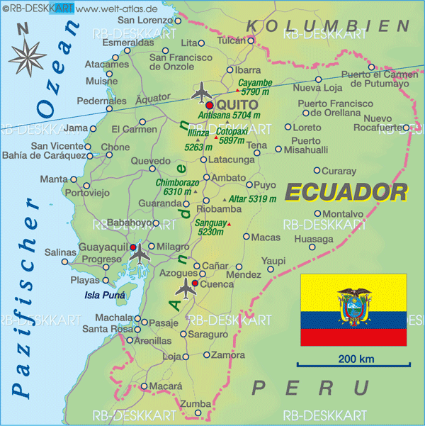villes carte du Equateur
